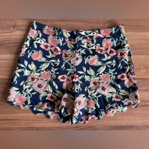 Nordstrom June & Hudson Women’s Floral Scalloped Shorts blue size medium